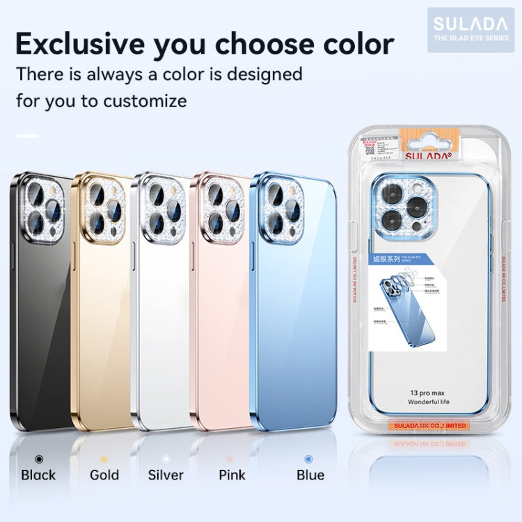 For iPhone 13 Pro Max SULADA Diamond Lens Protector Plated Frosted Case (Black) - iPhone 13 Pro Max Cases by SULADA | Online Shopping UK | buy2fix