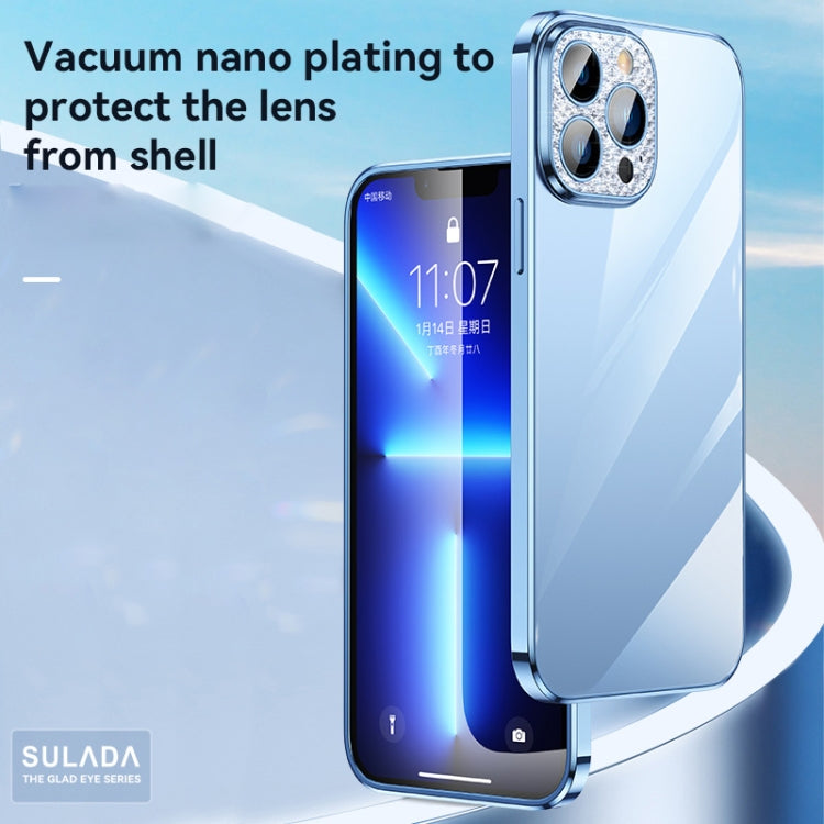 For iPhone 12 Pro SULADA Diamond Lens Protector Plated Frosted Case(Sierra Blue) - iPhone 12 / 12 Pro Cases by SULADA | Online Shopping UK | buy2fix