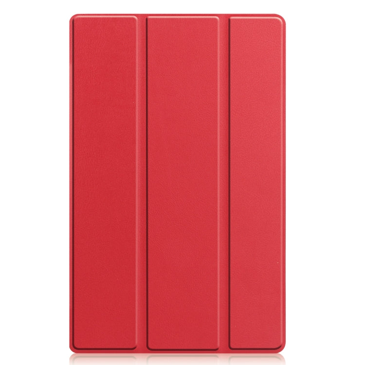 For Lenovo Tab M10 Plus 10.6 3rd Gen 2022 Custer Texture 3-Fold Holder Smart Leather Tablet Case(Red) - For Lenovo by buy2fix | Online Shopping UK | buy2fix
