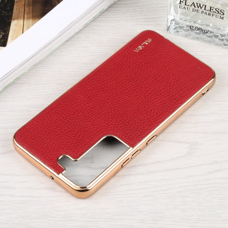 For Samsung Galaxy S22 5G SULADA Shockproof TPU + Handmade Leather Phone Case(Red) - Galaxy S22 5G Cases by SULADA | Online Shopping UK | buy2fix