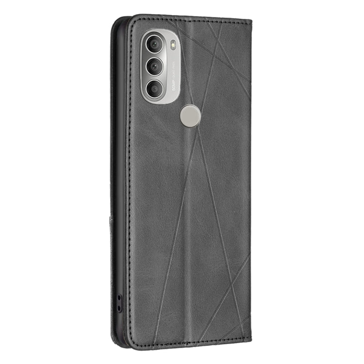 For Motorola Moto G51 5G Prismatic Invisible Magnetic Leather Phone Case(Black) - Motorola Cases by buy2fix | Online Shopping UK | buy2fix