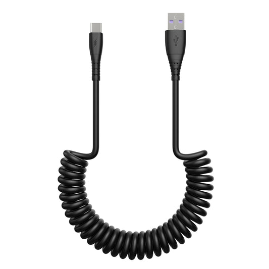 3A Type-C / USB-C Spring Charging Data Cable(Black) -  by buy2fix | Online Shopping UK | buy2fix