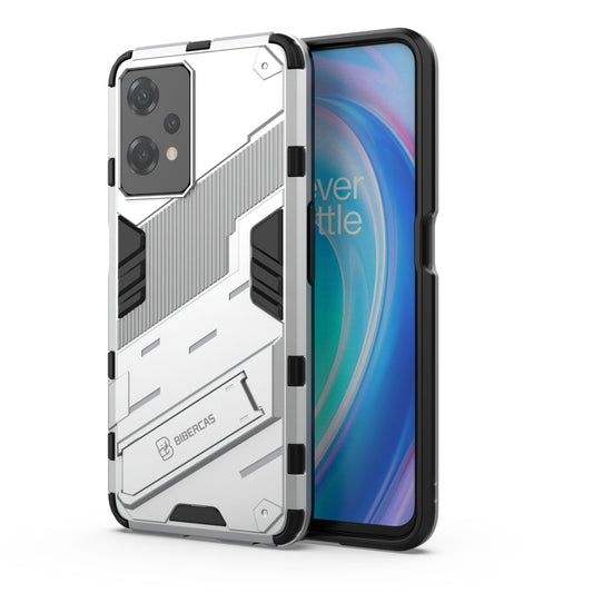 For OnePlus Nord CE 2 Lite 5G/Realme 9 Pro Punk Armor 2 in 1 Shockproof Phone Case with Invisible Holder(White) - OnePlus Cases by buy2fix | Online Shopping UK | buy2fix
