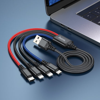 hoco X76 4 in 1 2A Dual 8 Pin + USB-C / Type-C + Micro USB Super Charging Cable,Length: 1m(Multicolor) - Multifunction Cable by hoco | Online Shopping UK | buy2fix