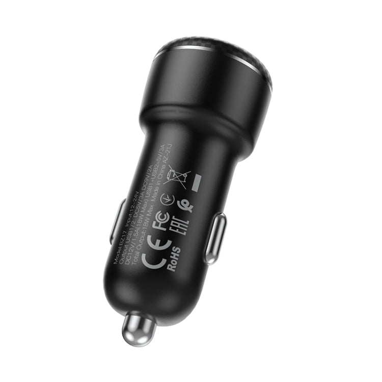 Borofone BZ17 Dual USB Ports QC3.0 Car Charger(Black) - In Car by Borofone | Online Shopping UK | buy2fix