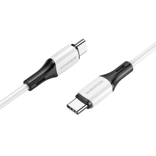 Borofone BX79 Type-C / USB-C to Type-C / USB-C 60W Silicone Sync Data Charging Cable, Length: 1m(White) -  by Borofone | Online Shopping UK | buy2fix