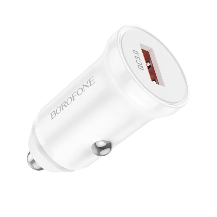 Borofone BZ18 Single USB Port QC3.0 Car Charger(White) - In Car by Borofone | Online Shopping UK | buy2fix