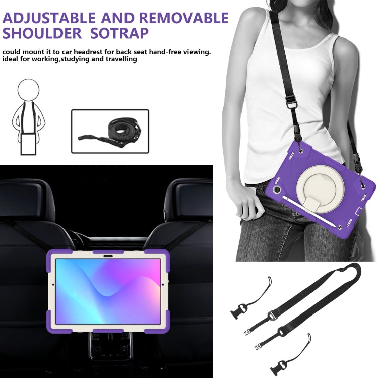 For Samsung Galaxy Tab A8 10.5 2021 Silicone + PC Full Body Protection Tablet Case With Holder & Strap(Dark Purple) - Other Galaxy Tab PC by buy2fix | Online Shopping UK | buy2fix