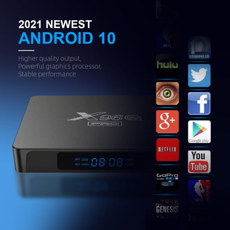 X96Q PRO 4K Smart TV BOX Android 10.0 Media Player, Allwinner H313 Quad Core ARM Cortex A53, RAM: 2GB, ROM: 16GB, Plug Type:US Plug - Consumer Electronics by buy2fix | Online Shopping UK | buy2fix