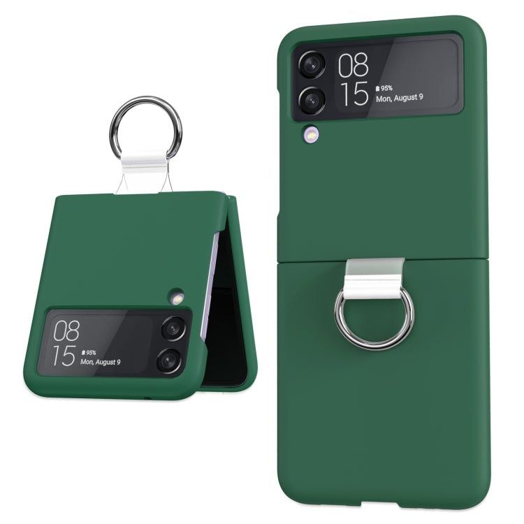 For Samsung Galaxy Z Flip4 5G PC PVC Ring Phone Case(Dark Green) - Samsung Accessories by buy2fix | Online Shopping UK | buy2fix