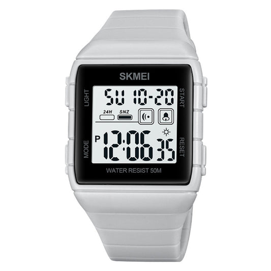 SKMEI 1960 Stainless Steel Buckle Silicone Strap Waterproof Electronic Watch(Light Grey) - Silicone Strap Watches by SKMEI | Online Shopping UK | buy2fix