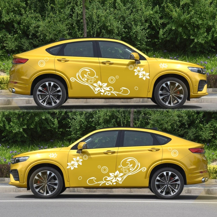 2 PCS/Set D-75 Flower Vine Pattern Car Modified Decorative Sticker(Light Grey) - In Car by buy2fix | Online Shopping UK | buy2fix