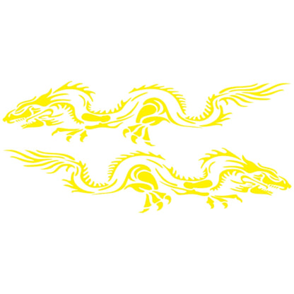 2 PCS/Set D-418 Dragon Totem Tribe Pattern Car Modified Decorative Sticker(Yellow) - In Car by buy2fix | Online Shopping UK | buy2fix