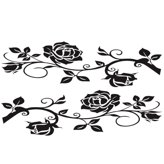 2 PCS/Set D-545 Rose Pattern Car Modified Decorative Sticker(Black) - In Car by buy2fix | Online Shopping UK | buy2fix