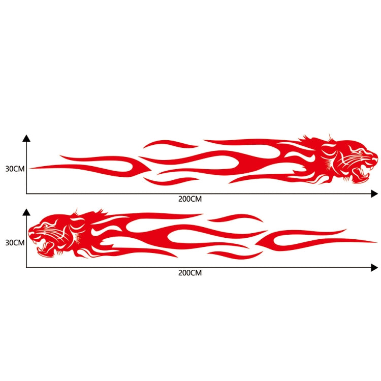 2 PCS/Set D-815 Flame Lion Pattern Car Modified Decorative Sticker(Red) - In Car by buy2fix | Online Shopping UK | buy2fix