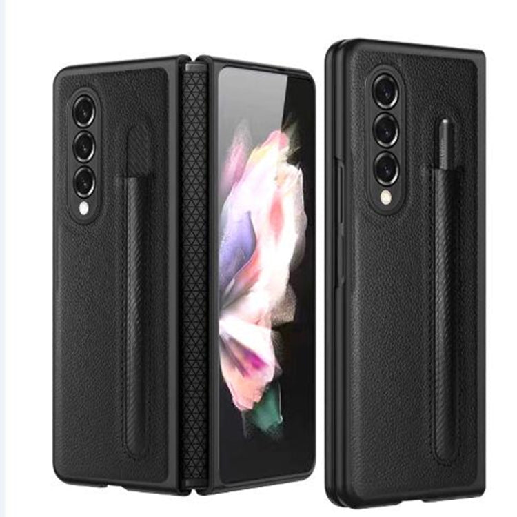 For Samsung Galaxy Z Fold4 Litchi Texture Hinge Protection Folding Phone Case(Black) - Samsung Accessories by buy2fix | Online Shopping UK | buy2fix