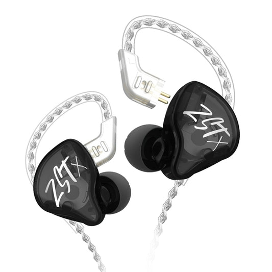 KZ-ZST X 1.25m Ring Iron Hybrid Driver In-Ear Noise Cancelling Earphone, Style:Without Microphone(Black) - In Ear Wired Earphone by KZ | Online Shopping UK | buy2fix