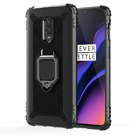 For OnePlus 7 / 6T Carbon Fiber Protective Case with 360 Degree Rotating Ring Holder(Black) - OnePlus Cases by buy2fix | Online Shopping UK | buy2fix