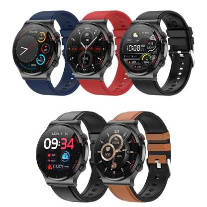 E300 1.32 Inch Screen Leather Watch Strap Smart Health Watch Supports Body Temperature Monitoring, ECG monitoring blood pressure(Black) - Smart Wear by buy2fix | Online Shopping UK | buy2fix