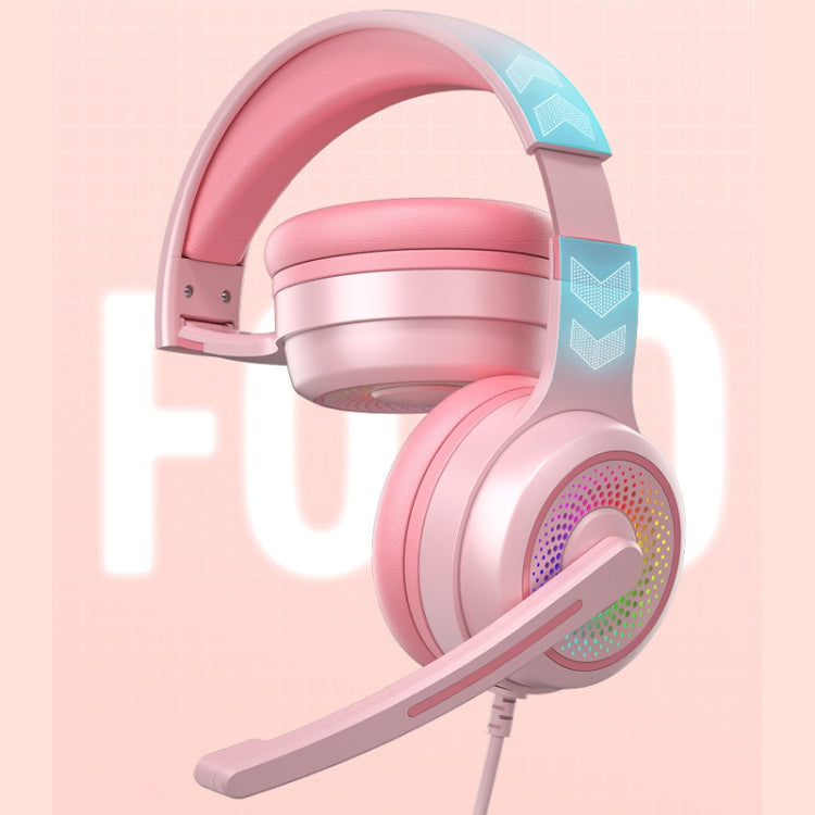 Y20 LED Bass Stereo PC Wired Gaming Headset with Microphone(Pink) - Multimedia Headset by buy2fix | Online Shopping UK | buy2fix