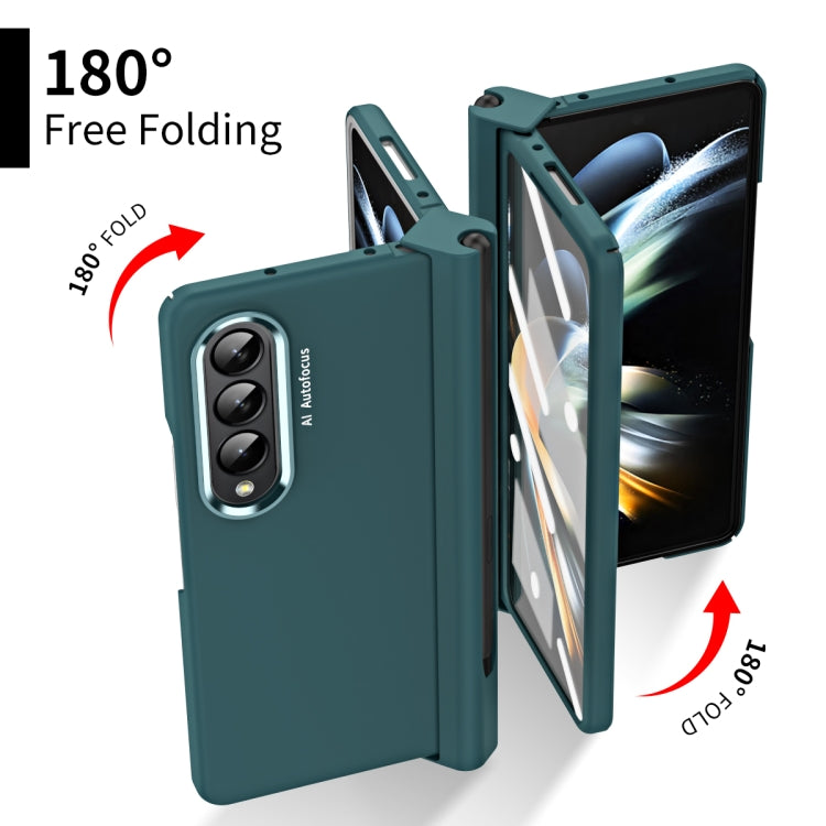 For Samsung Galaxy Z Fold4 Skin Feel Two-color Contact Lens Hinge Flip Phone Case with Pen Slot(Aoyama Dai) - Galaxy Z Fold4 5G Cases by buy2fix | Online Shopping UK | buy2fix