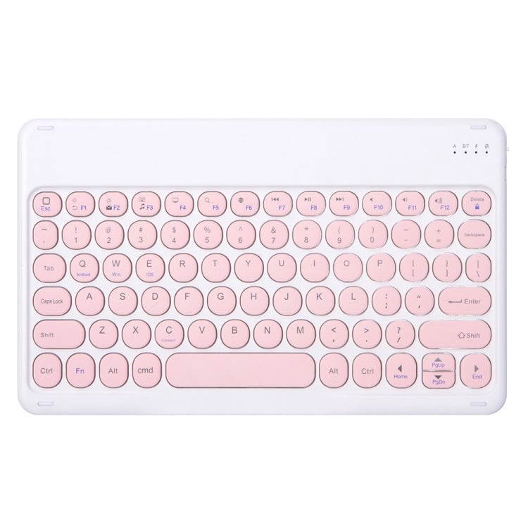 Round Cap Bluetooth Keyboard Leather Case with Pen Slot, without Touchpad For Samsung Galaxy Tab S7(Pink+Pink Keyboard) - Samsung Keyboard by buy2fix | Online Shopping UK | buy2fix