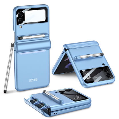 For Samsung Galaxy Z Flip4 GKK Magnetic Full Coverage Phone Flip Case with Pen(Blue) - Galaxy Z Flip4 5G Cases by GKK | Online Shopping UK | buy2fix