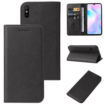 For Xiaomi Redmi 9A Sport Magnetic Closure Leather Phone Case(Black) - Xiaomi Cases by buy2fix | Online Shopping UK | buy2fix