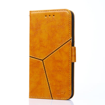 For Xiaomi Redmi K50 Ultra/Xiaomi 12T/Xiaomi 12T Pro Geometric Stitching Leather Phone Case(Yellow) - Xiaomi Cases by buy2fix | Online Shopping UK | buy2fix