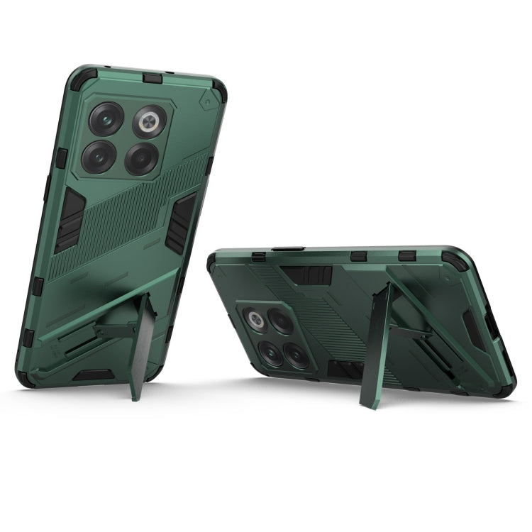 For OnePlus 10T 5G Punk Armor PC + TPU Phone Case with Holder(Green) - OnePlus Cases by buy2fix | Online Shopping UK | buy2fix