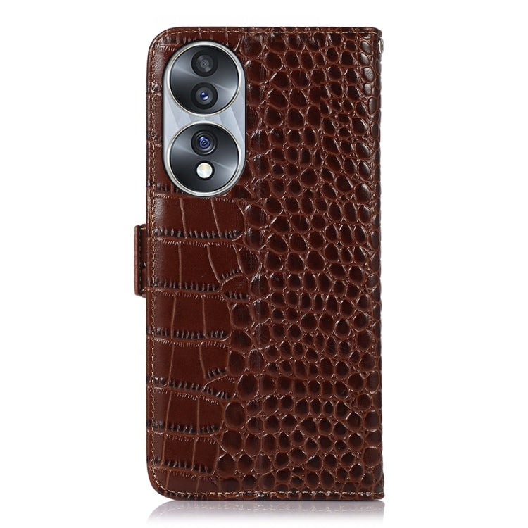 For Honor 70 Crocodile Top Layer Cowhide Leather Phone Case(Brown) - Honor Cases by buy2fix | Online Shopping UK | buy2fix