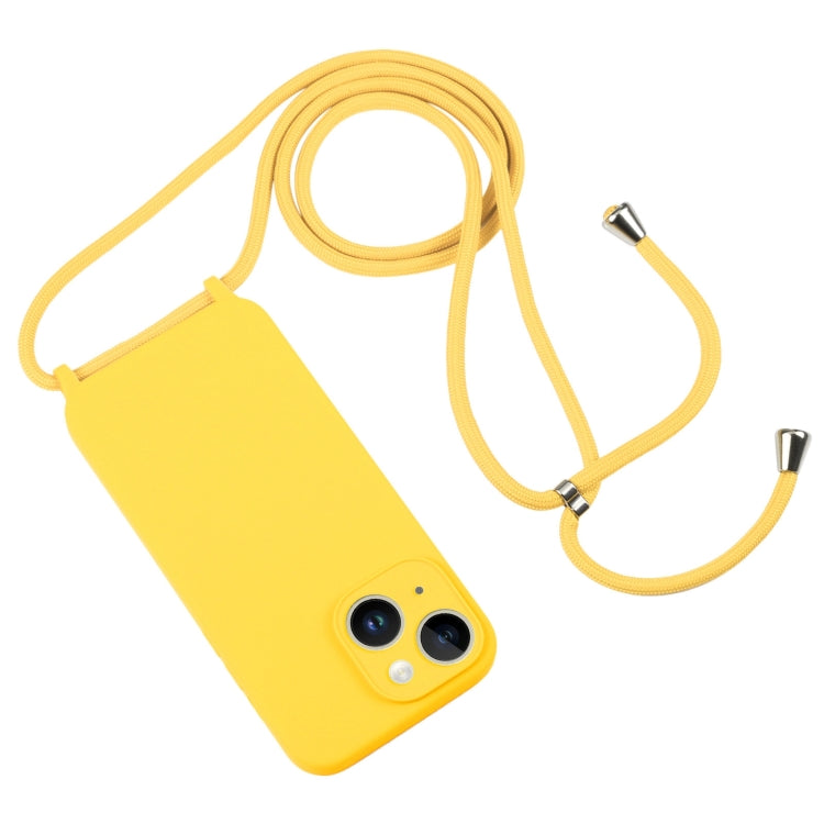 For iPhone 14 Crossbody Lanyard Liquid Silicone Case(Yellow) - iPhone 14 Cases by buy2fix | Online Shopping UK | buy2fix