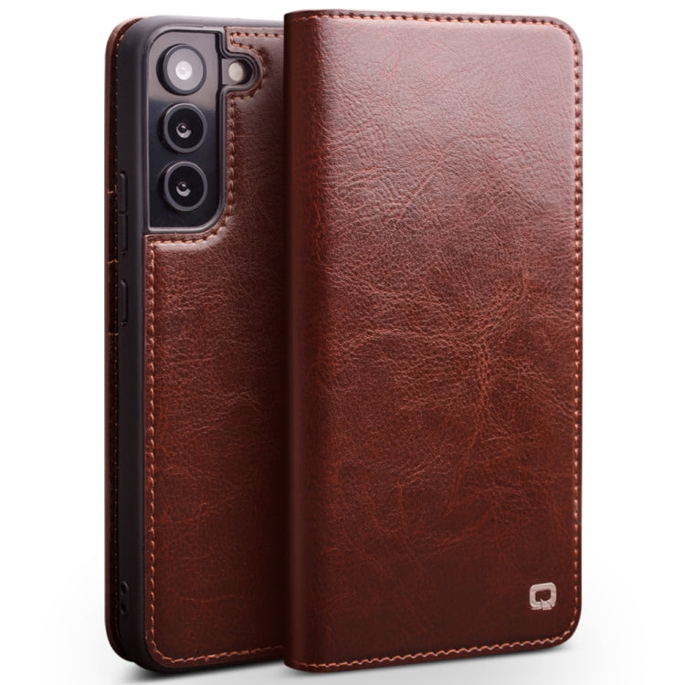 For Samsung Galaxy S22 5G QIALINO Genuine Leather Phone Case(Brown) - Galaxy S22 5G Cases by QIALINO | Online Shopping UK | buy2fix