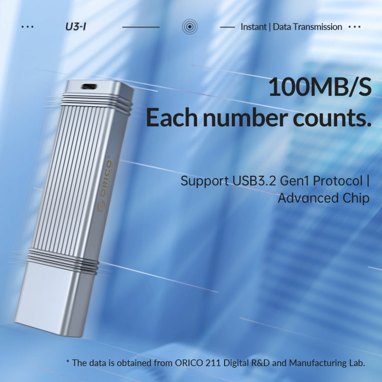 ORICO 256GB Type-C USB3.2 Gen1 USB Flash Drive, Read 260MB/s, Write 50MB/s (Silver) - USB Flash Drives by ORICO | Online Shopping UK | buy2fix