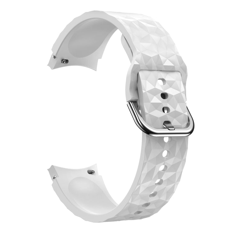 For Samsung Galaxy Watch 5 / Watch 5 Pro Rhombus Texture Silicone Watch Band(White) - Watch Bands by buy2fix | Online Shopping UK | buy2fix