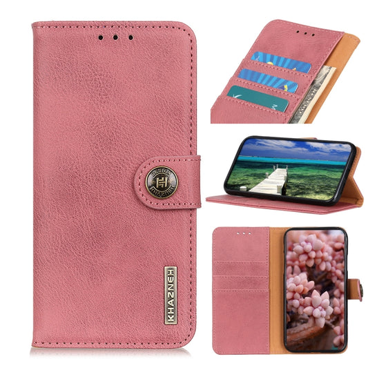 For Samsung Galaxy A14 5G KHAZNEH Cowhide Texture Horizontal Flip Leather Phone Case(Pink) - Galaxy Phone Cases by buy2fix | Online Shopping UK | buy2fix