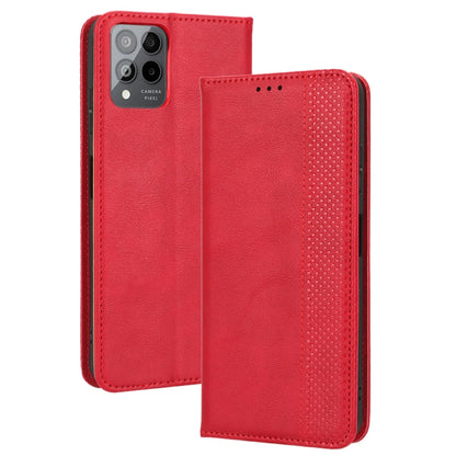 For T-Mobile REVVL 6 Pro 5G Magnetic Buckle Retro Texture Leather Phone Case(Red) - More Brand by buy2fix | Online Shopping UK | buy2fix