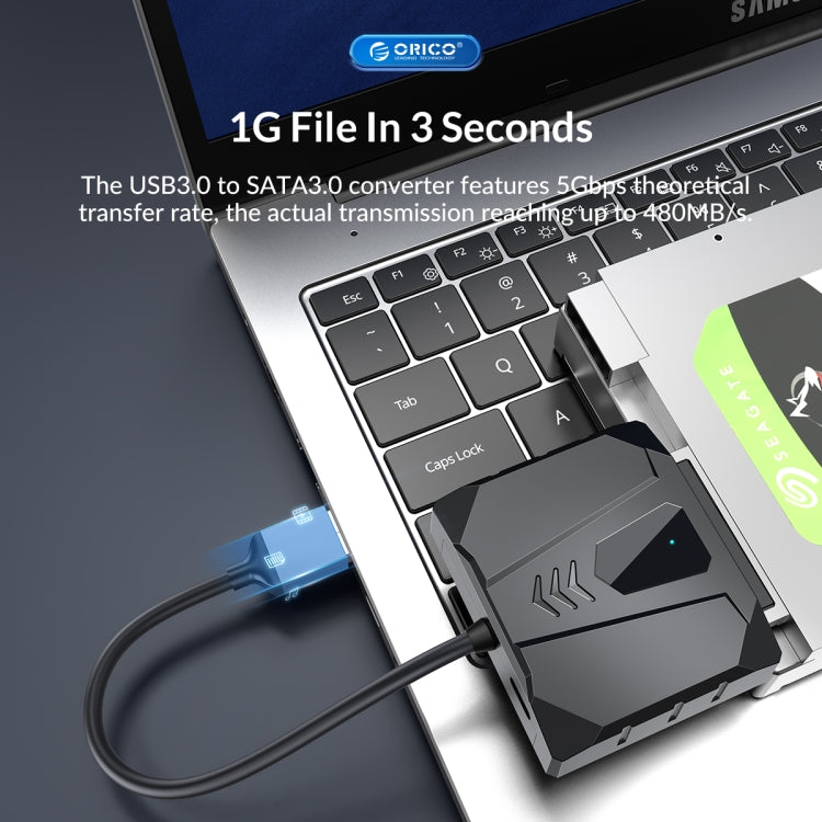 ORICO UTS2 USB 3.0 2.5-inch SATA HDD Adapter with 12V 2A Power Adapter, Cable Length:0.5m(US Plug) - USB to IDE / SATA by ORICO | Online Shopping UK | buy2fix