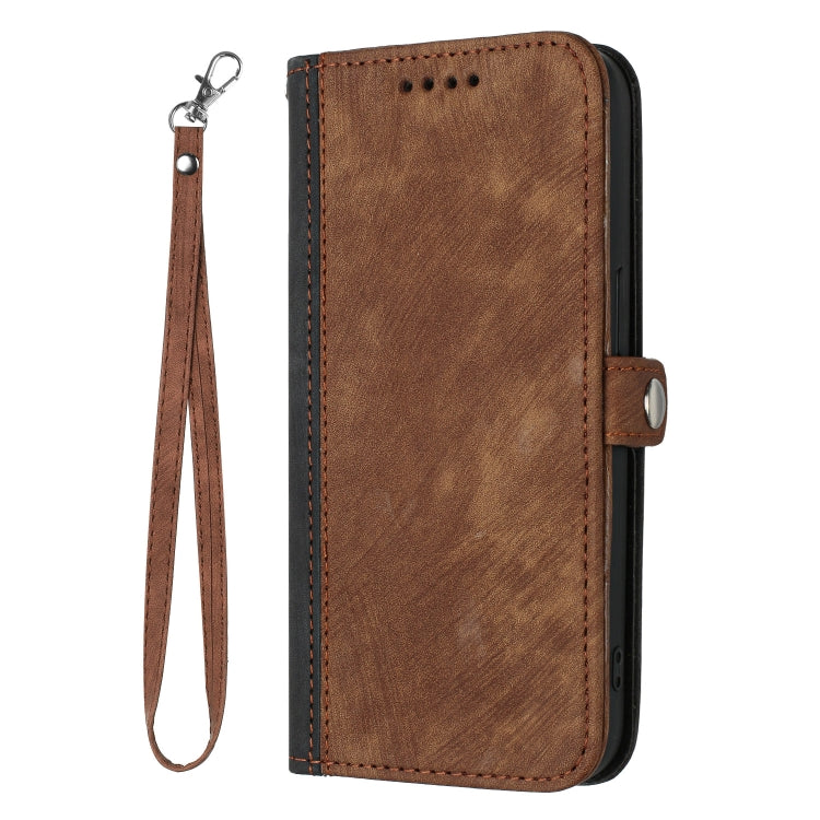 For Samsung Galaxy A22 5G Side Buckle Double Fold Hand Strap Leather Phone Case(Brown) - Galaxy Phone Cases by buy2fix | Online Shopping UK | buy2fix