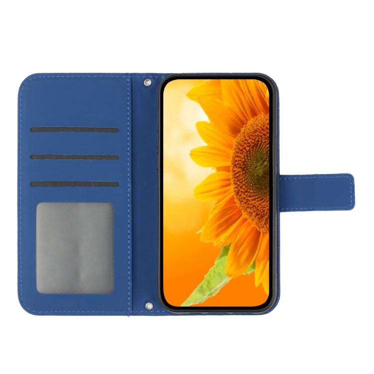 For T-Mobile Revvl 6 Pro 5G Skin Feel Sun Flower Pattern Flip Leather Phone Case with Lanyard(Dark Blue) - More Brand by buy2fix | Online Shopping UK | buy2fix