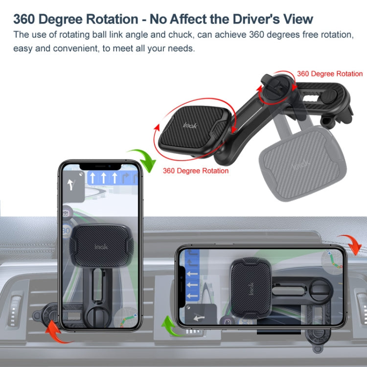 IMAK C5-F2 Dual Chip Air Outlet Magnetic Car Holder(Black) - In Car by imak | Online Shopping UK | buy2fix