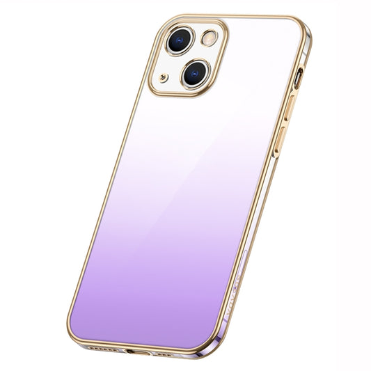 For iPhone 14 SULADA Iridescence Series Plating Transparent Gradient Phone Case(Purple) - iPhone 14 Cases by SULADA | Online Shopping UK | buy2fix