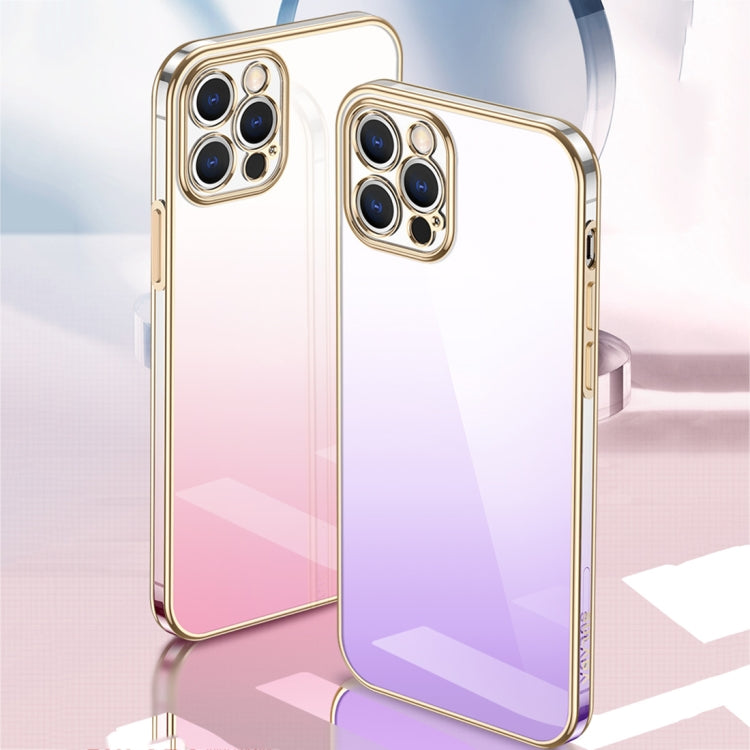 For iPhone 14 SULADA Iridescence Series Plating Transparent Gradient Phone Case(Blue) - iPhone 14 Cases by SULADA | Online Shopping UK | buy2fix