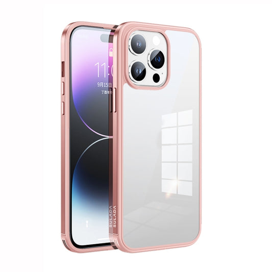 For iPhone 14 Pro Max SULADA Metal Frame + Nano Glass + TPU Phone Case(Pink) - iPhone 14 Pro Max Cases by SULADA | Online Shopping UK | buy2fix