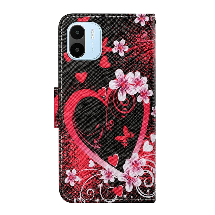 For Xiaomi Redmi A1 Colored Drawing Pattern Leather Phone Case(Red Heart) - Xiaomi Cases by buy2fix | Online Shopping UK | buy2fix
