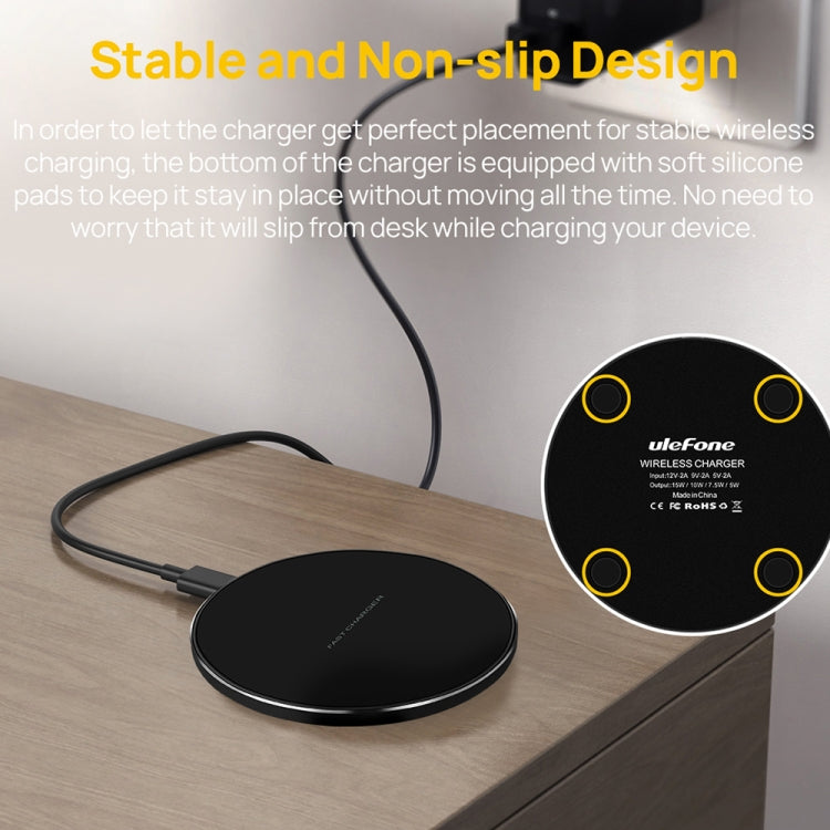 Ulefone UF005 15W Round Fast Charging Qi Wireless Charger(Black) - Wireless Charger by Ulefone | Online Shopping UK | buy2fix