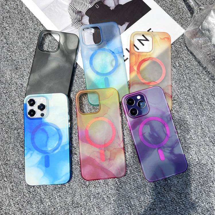 For iPhone 14 Pro Max MagSafe Magnetic Watercolor TPU Phone Case(Purple) - iPhone 14 Pro Max Cases by buy2fix | Online Shopping UK | buy2fix