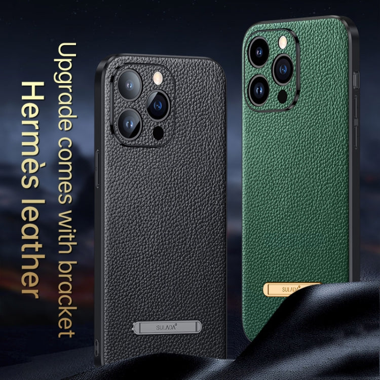 For iPhone 14 Pro Max SULADA Famous Artisan Series Litchi Leather PC + TPU Phone Case(Dark Green) - iPhone 14 Pro Max Cases by SULADA | Online Shopping UK | buy2fix