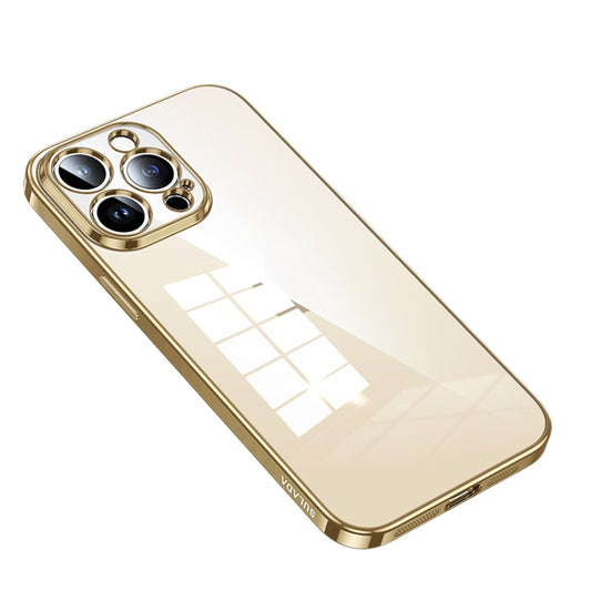 For iPhone 14 Pro Max SULADA Shine Through Series Plating TPU Transparent Phone Protective Case(Gold) - iPhone 14 Pro Max Cases by SULADA | Online Shopping UK | buy2fix