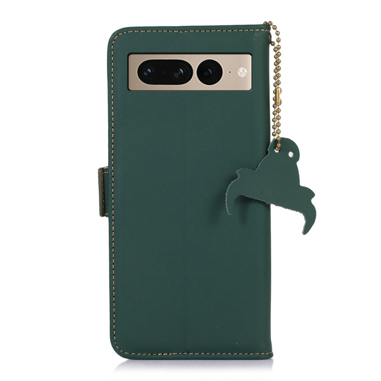 For Google Pixel 7 Pro Genuine Leather Magnetic RFID Leather Phone Case(Green) - Google Cases by buy2fix | Online Shopping UK | buy2fix